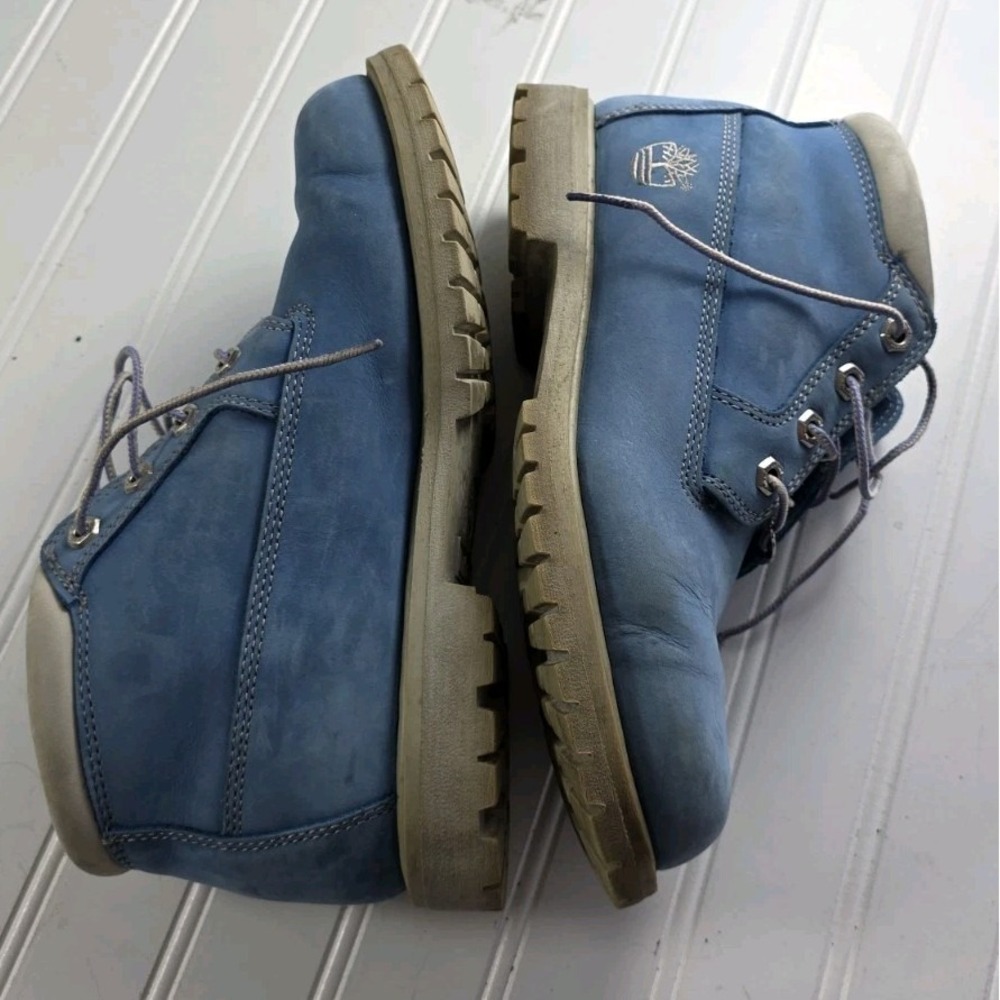 Timberland Womens LIGHT BLUE Waterproof Leather Ankle Boots Size 9M - Picture 3 of 7